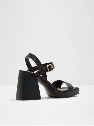 Čierne dámske kožené sandále na podpätku ALDO Montse 