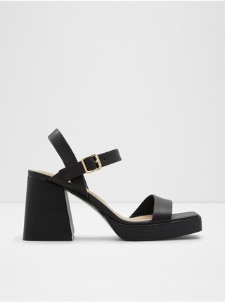 Černé dámské kožené sandály na podpatku ALDO Montse 