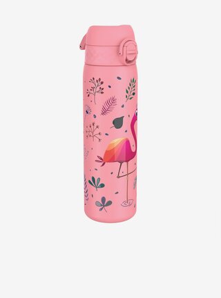 Růžová vzorovaná nerezová lahev Ion8 Leak Proof Flamingo (600 ml)
