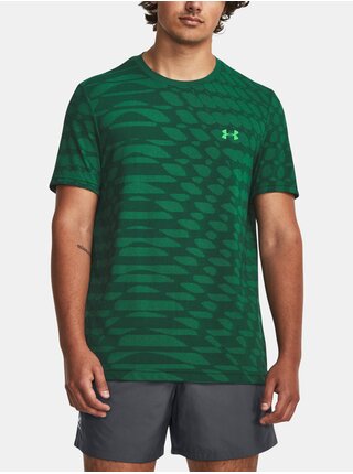  Zelené pánske vzorované športové tričko Under Armour UA Seamless Ripple SS