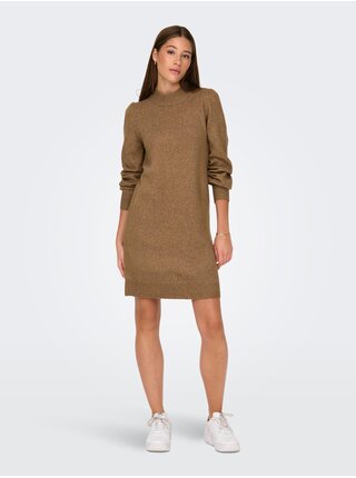 Hnědé dámské žíhané svetrové šaty JDY Rue