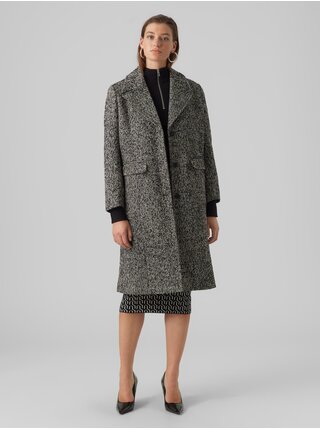 Šedo-černý dámský vzorovaný kabát AWARE by VERO MODA Gaida