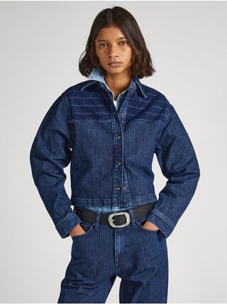 Modrá dámská proužkovaná džínová bunda Pepe Jeans Mika Stripe