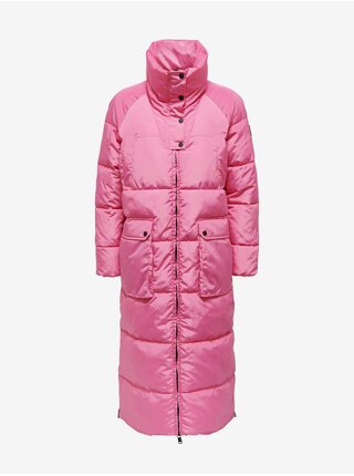Růžový dámský prošívaný kabát ONLY Nora