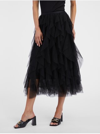 Černá dámská midi sukně s volány ORSAY
