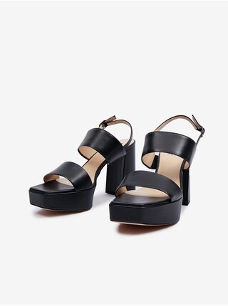 Čierne dámske kožené sandále na podpätku Högl Cindy