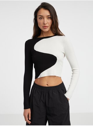 Bielo-čierny dámsky vzorovaný sveter ONLY Polly