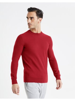 Červený pánsky basic sveter Celio Bepic