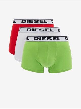 Sada tří pánských boxerek ve světle zelené, bílé a červené barvě Diesel