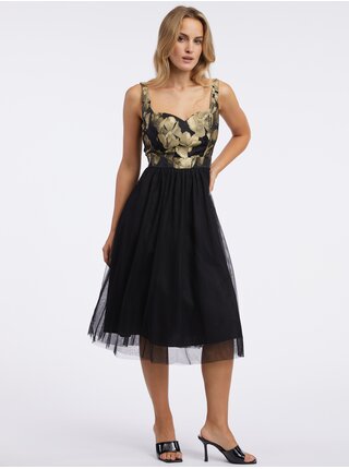 Zlato-čierne dámske kvetované šaty ORSAY