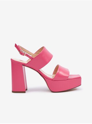 Ružové dámske kožené sandále na podpätku Högl Cindy