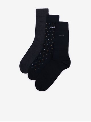 Súprava troch párov pánskych ponožiek v čiernej farbe BOSS