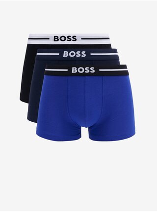 Súprava troch pánskych boxeriek v modrej a čiernej farbe BOSS
