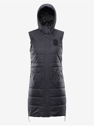 Tmavě šedá dámská zimní prošívaná vesta s membránou ALPINE PRO HARDA  