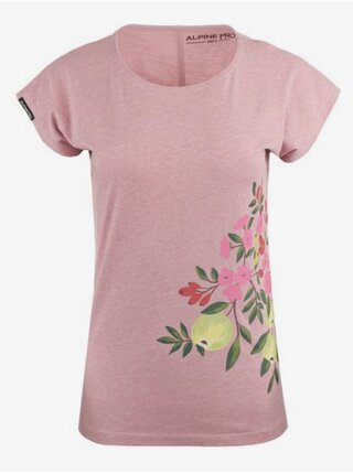 Růžové dámské květované tričko ALPINE PRO UDAWA   