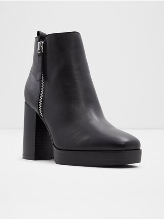 Černé dámské kožené kotníkové zimní boty ALDO Cremella  