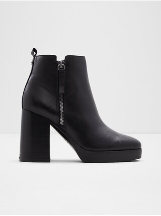 Čierne dámske kožené členkové zimné topánky ALDO Cremella