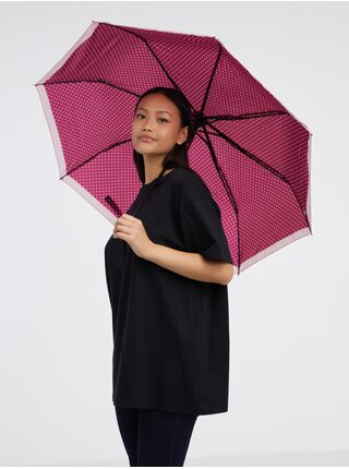 Tmavě růžový dámský puntíkovaný deštník CAMAIEU