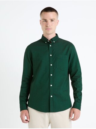 Tmavě zelená pánská košile Celio Daxford