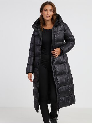 Černý dámský prošívaný kabát s kapucí SAM 73 Anna