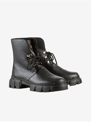 Čierne dámske kožené členkové topánky Högl Winter hike