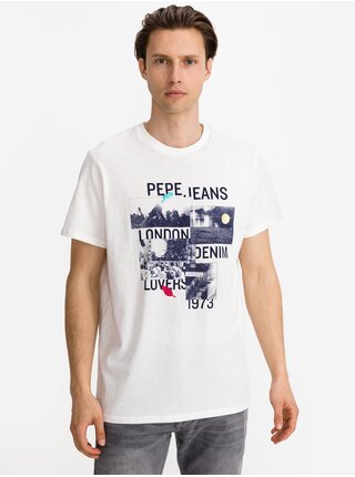 Tričká s krátkym rukávom pre mužov Pepe Jeans - biela