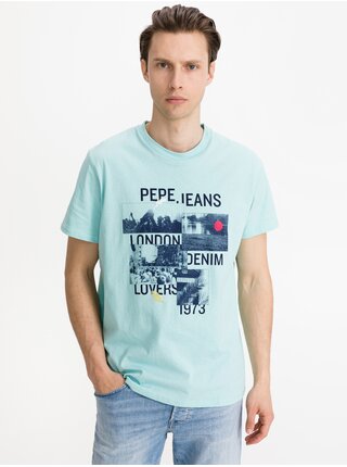 Tričká s krátkym rukávom pre mužov Pepe Jeans - modrá