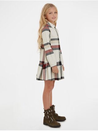 Krémové dievčenské kockované košeľové šaty Tommy Hilfiger