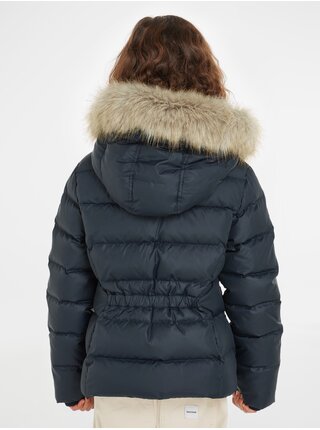 Tmavomodrá dievčenská prešívaná zimná bunda Tommy Hilfiger