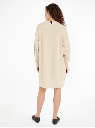 Béžové dámské svetrové šaty Tommy Hilfiger 
