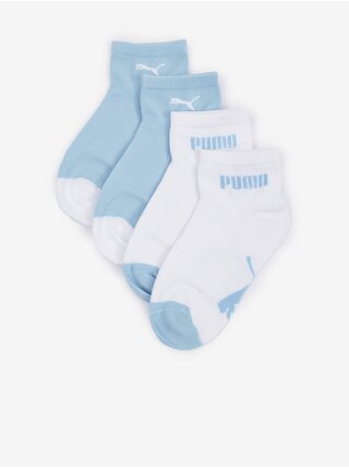 Súprava dvoch párov chlapčenských ponožiek bielej a svetlo modrej farbe Puma Mini Cats