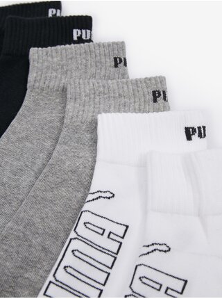 Sada tří párů ponožek v černé, šedé a bílé barvě Puma Elements