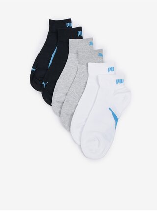 Sada tří párů pánských ponožek v černé, světle šedé a bílé barvě Puma Lifestyle