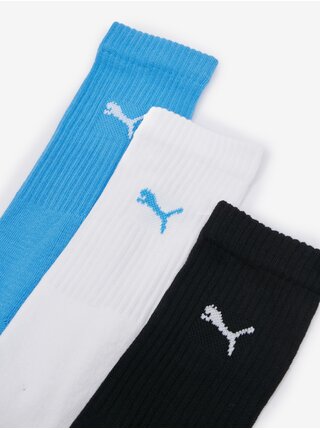 Sada tří párů ponožek v černé, bílé a modré barvě Puma Crew