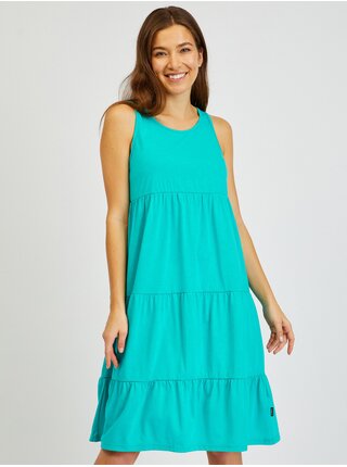 Tyrkysové dámské letní šaty s volánem SAM 73 Chantal