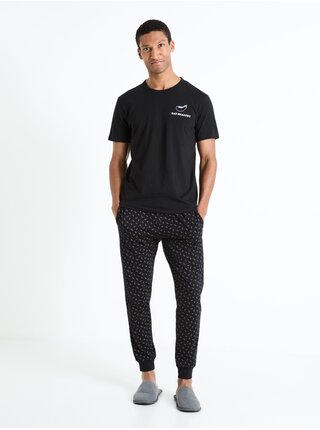 Černé pánské vzorované pyžamo Celio Fipyauber   