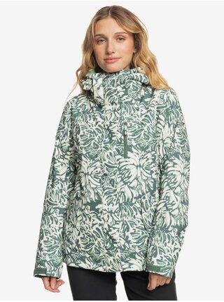 Zeleno-krémová dámska zimná vzorovaná bunda Roxy Jetty
