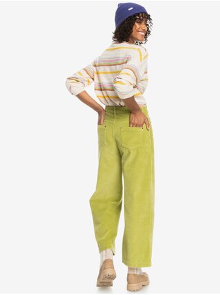 Světle zelené dámské manšestrové kalhoty Roxy Surf On Cloud