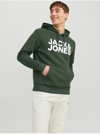 Tmavě zelená pánská mikina s kapucí Jack & Jones Corp