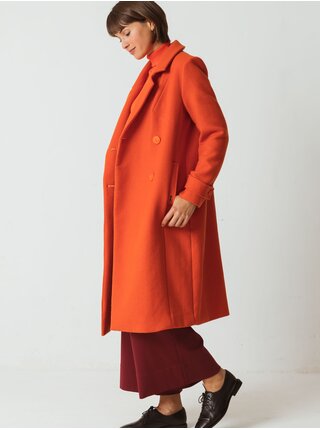 Oranžový dámský kabát s příměsí vlny SKFK Jone  