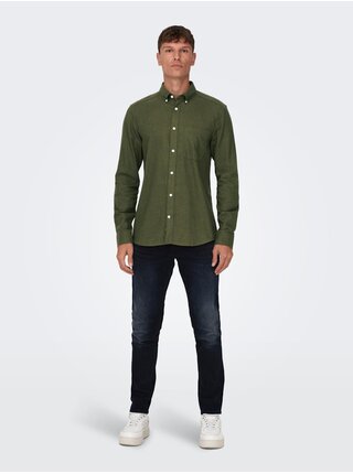Tmavě zelená pánská košile ONLY & SONS Gudmund