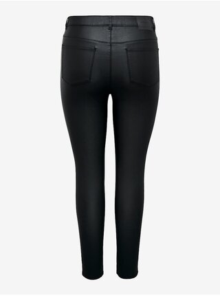 Čierne dámske koženkové skinny fit džínsy ONLY CARMAKOMA Anne