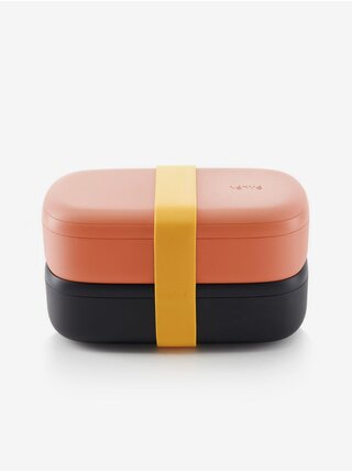 Černo-oranžový svačinový box Lékué LunchBox To Go (1000 ml)