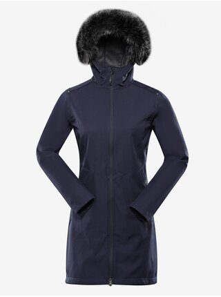 Tmavě modrý dámský softshellový kabát s kapucí ALPINE PRO IBORA 