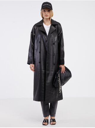 Černý dámský koženkový kabát ONLY Sofia