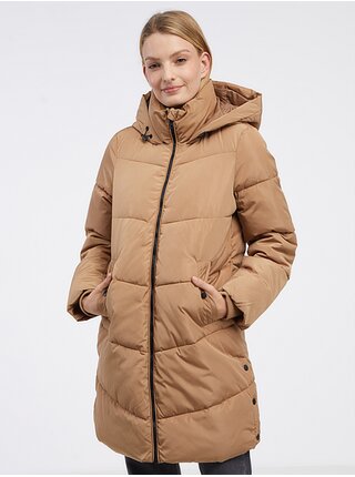 Hnedý dámsky zimný prešívaný kabát VERO MODA Halsey