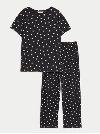 Černé dámské puntíkované pyžamo Marks & Spencer 