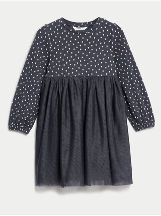 Tmavě šedé holčičí třpytivé tylové šaty Marks & Spencer 