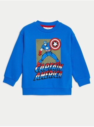 Modrá klučičí mikina s potiskem Marks & Spencer Captain America™ 