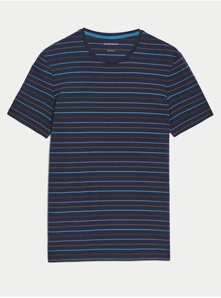 Tmavě modré pánské pruhované tričko Marks & Spencer 